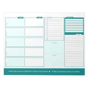 Zuhause und wöchentlicher Aquamariner Design-Plane Notizblock