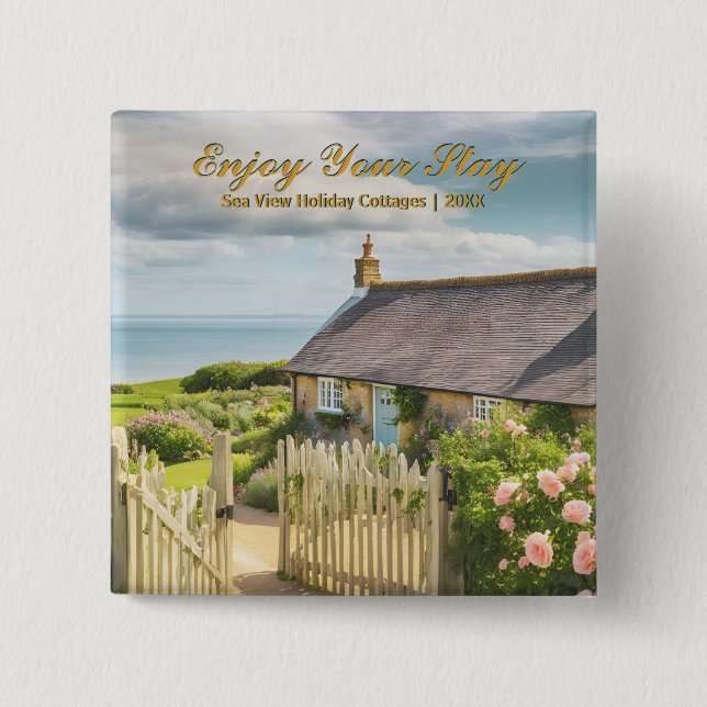 Zuhause Urlaub Unterkunft Hütte Foto Button (Vorderseite)