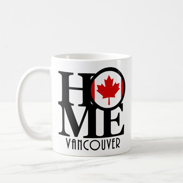 ZUHAUSE Vancouver (kanadische Flagge) 11oz Kaffeetasse (Links)