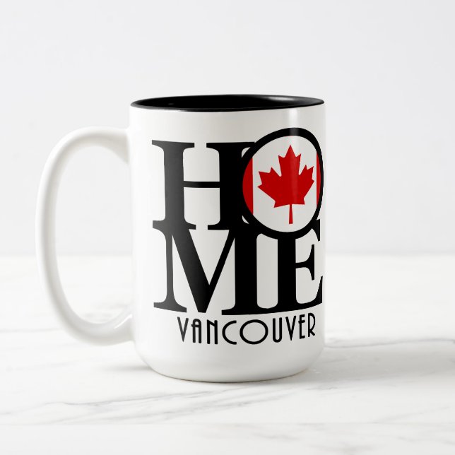 ZUHAUSE Vancouver (kanadische Flagge) 15oz Zweifarbige Tasse (Links)