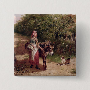 Zuhause vom Markt (Öl auf Leinwand) Button