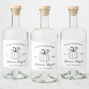 Zuhause von Autumn Harvest Pumpkin Family Alkoholflaschenetikett