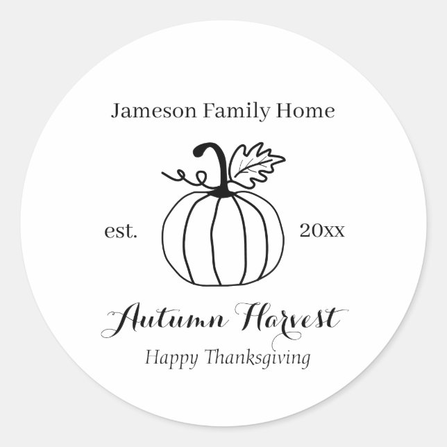 Zuhause von Autumn Harvest Pumpkin Family Runder Aufkleber (Vorderseite)