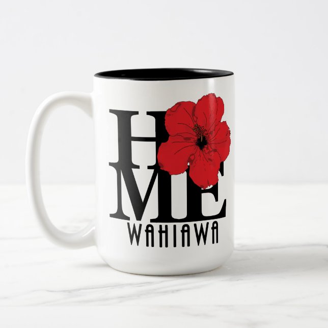 ZUHAUSE Wahiawa Hawaii Red 15oz Zweifarbige Tasse (Links)