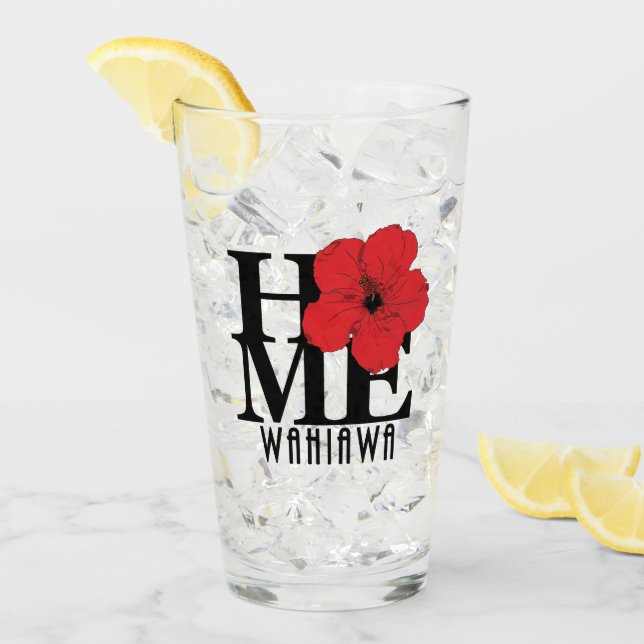 ZUHAUSE Wahiawa Roter Hibiskus Glas (Vorderseite Ice)