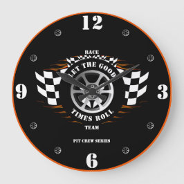 Zuhause Wall Timepiece Sports Car Racing Pit Crew Große Wanduhr