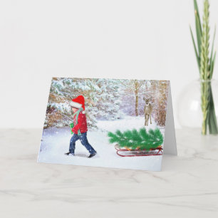 Zuhause Weihnachtsbaum mit Gruß ins Innere Karte