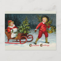 "Zuhause-Weihnachtsstechpalmen-holend" Postkarte