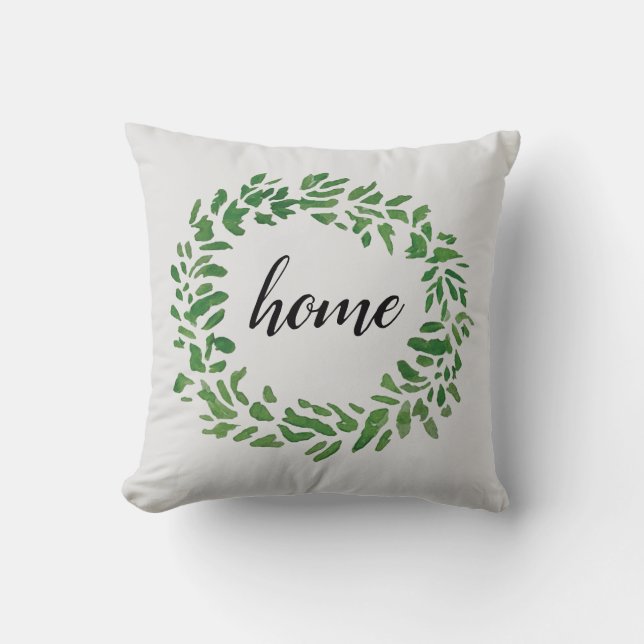 Zuhause Welcome Wreath Throw Kissen (Vorderseite)