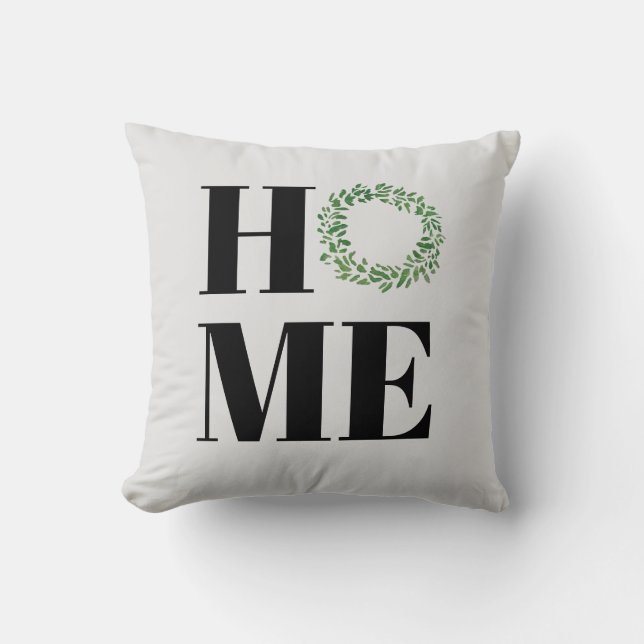 Zuhause Welcome Wreath Throw Kissen (Vorderseite)