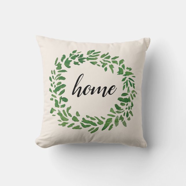 Zuhause Welcome Wreath Throw Kissen (Vorderseite)