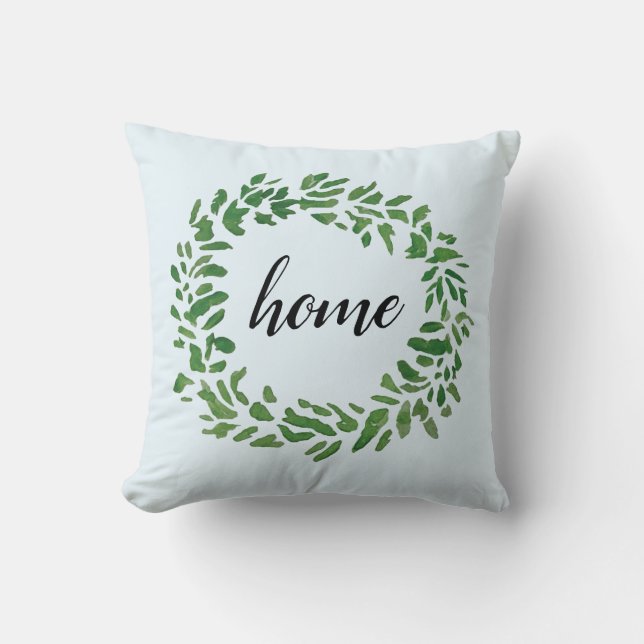 Zuhause Welcome Wreath Throw Kissen (Vorderseite)