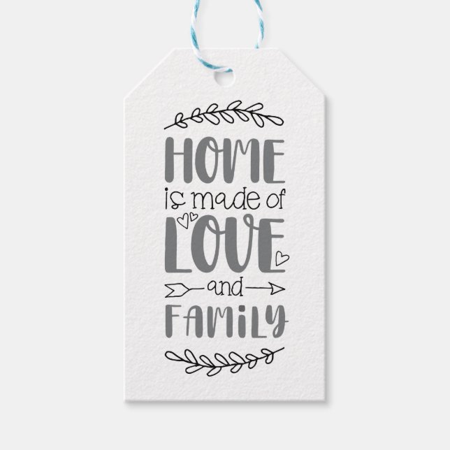 Zuhause wird aus Liebe und Familie Niedliche Liebe Geschenkanhänger (Vorderseite)