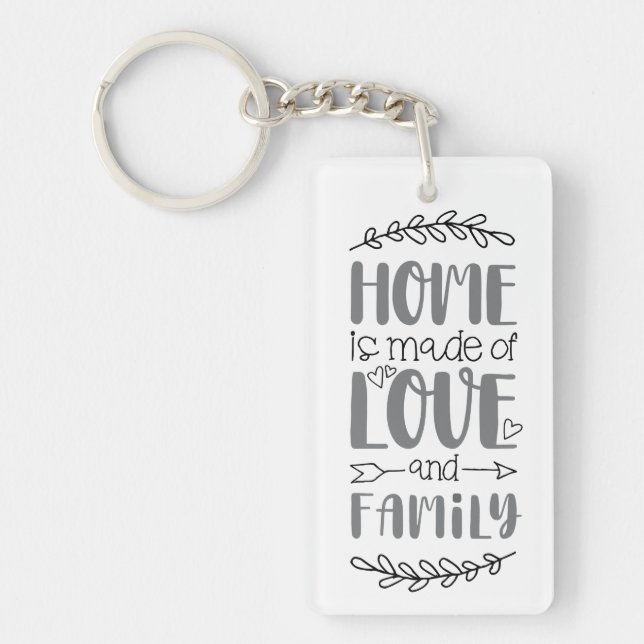 Zuhause wird aus Liebe und Familie Niedliche Liebe Schlüsselanhänger (Vorderseite)