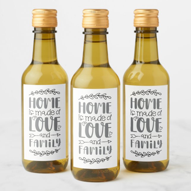 Zuhause wird aus Liebe und Familie Niedliche Liebe Weinetikett (Flaschen)