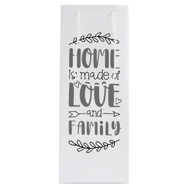 Zuhause wird hergestellt aus Liebe & Familie Niedl Geschenktüte Für Weinflaschen (Vorderseite)