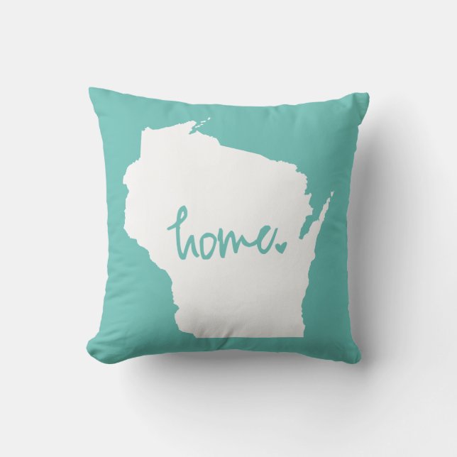 Zuhause-Wisconsin-Gewohnheits-Farbe Kissen (Vorderseite)