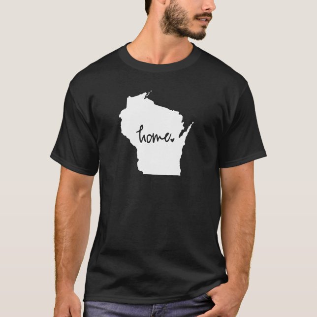 Zuhause-Wisconsin-Gewohnheits-Farbe T-Shirt (Vorderseite)
