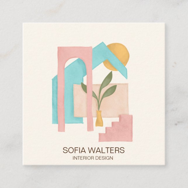 Zuhause zur Einrichtung eines echten Anwesen-Hotel Quadratische Visitenkarte (Vorderseite)