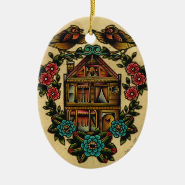 Zuhausebonbon-Zuhause Keramikornament (Vorne)