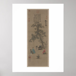 Zuhören beim Qin - Kaiser Huizong, Song-Dynastie Poster
