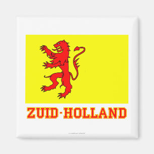 Zuid-Holland Flagge mit Namen Magnet
