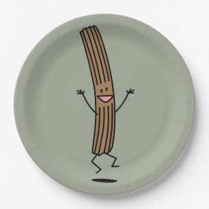 Zujubelndes springendes Churro Pappteller
