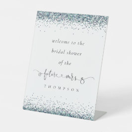 Zukunft Frau Blue Glitzer Willkommen in Brautparty Sockelschild