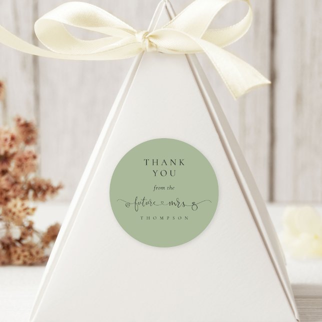 Zukunft Frau Brautparty Sage Green Vielen Dank Runder Aufkleber (Von Creator hochgeladen)
