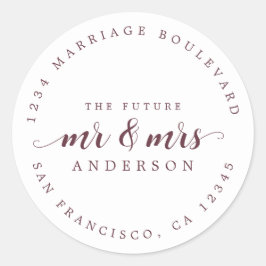 Zukunft Frau Burgund Script Rücksendeadresse Runder Aufkleber