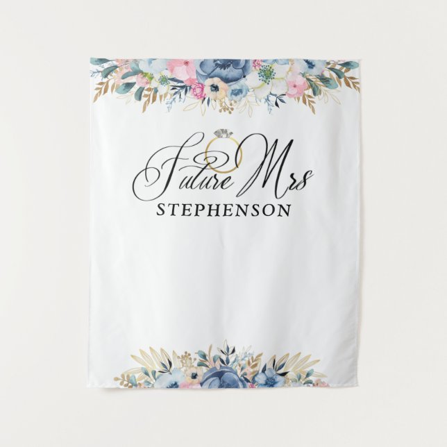 Zukunft Frau Floral Brautparty Hintergrund Wandteppich (Vorderseite)