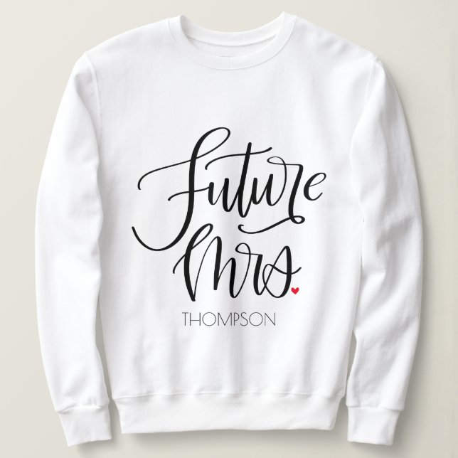Zukunft Frau Modern Calligraphy Red Heart Monogram Sweatshirt (Design vorne)