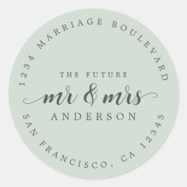 Zukunft Frau Script Pastel Green Rücksendeadresse Runder Aufkleber