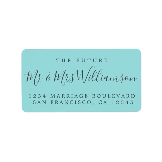 Zukunft Frau Turquoise Wedding Rücksendeadresse Adressaufkleber (Vorne)