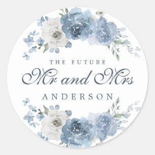 Zukunft Herr Dark Blue Ivory Floral Winter Runder Aufkleber