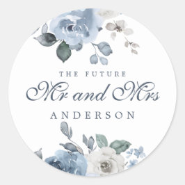 Zukunft Herr Dark Blue Ivory Floral Winter Runder Aufkleber