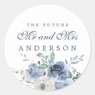 Zukunft Herr Dark Blue Ivory Floral Winter Runder Aufkleber