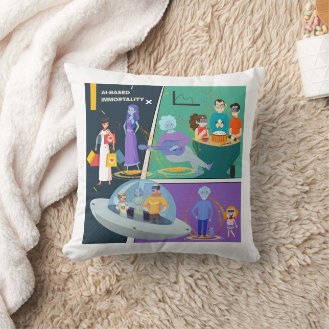 Zukunft mit KI-Comicen - Familie Kissen (Decke)