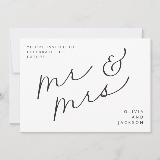 Zukunft Mr. & Mrs. Script Foto B/W Save the Date (Vorderseite)