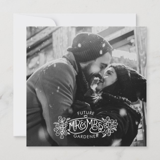 Zukunft Mr. & Mrs. winter Verlobung mistletoe Ankündigung (Vorderseite)