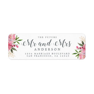 Zukunft Pink Floral Wedding Rücksendeadresse