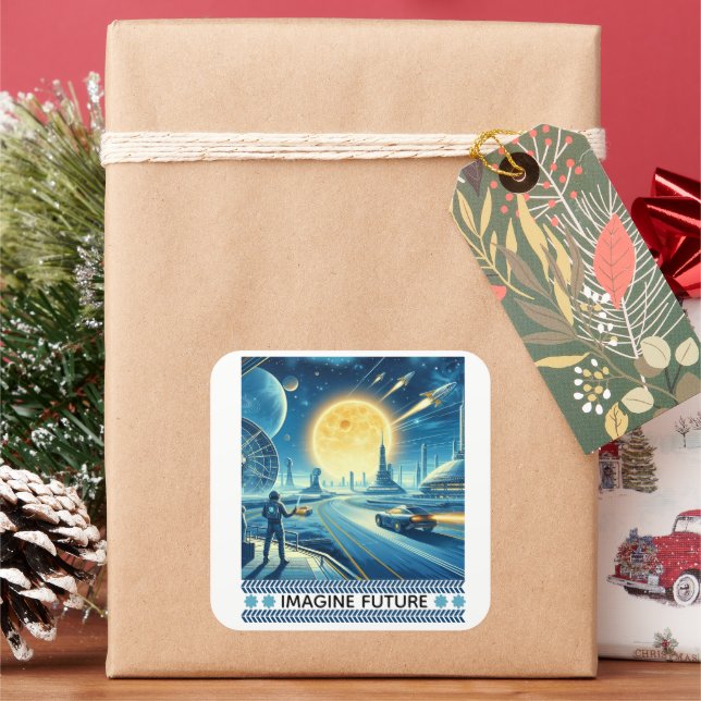 Zukunft Quadratischer Aufkleber (Feiertag)