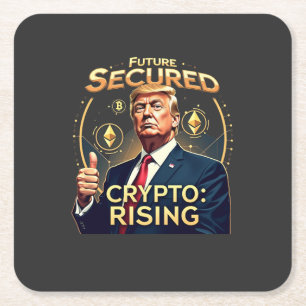 Zukünftig sicherer Crypto-Tag steigender Trump-Ver Rechteckiger Pappuntersetzer