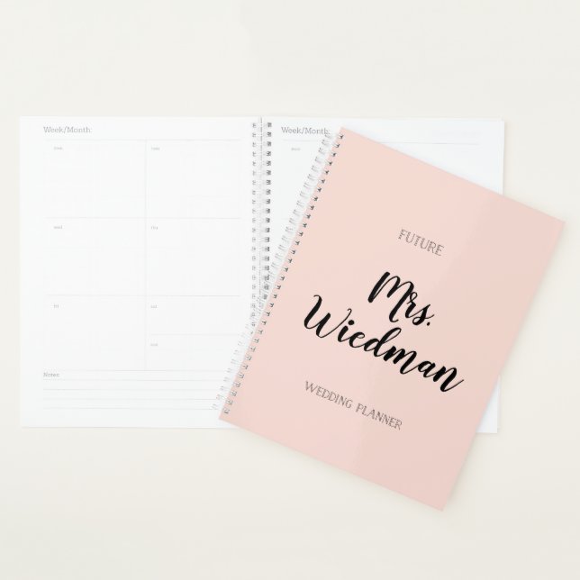 Zukünftige Frau Blush und Black Script Wedding Pla Planer (Anzeige)