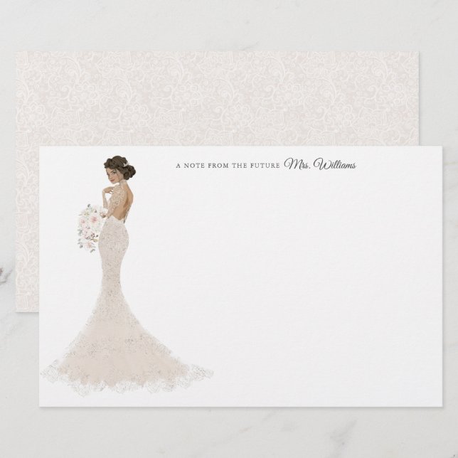 Zukünftige Frau Bride danke Ihnen Stationery Briefpapier (Vorne/Hinten)