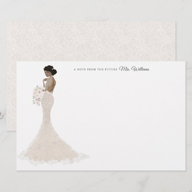 Zukünftige Frau Bride danke Ihnen Stationery Briefpapier (Vorne/Hinten)