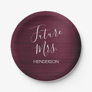 Zukünftige Frau Burgund Brautparty Pappteller