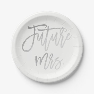 Zukünftige Frau Imitats Silver Foil Modernes Braut Pappteller