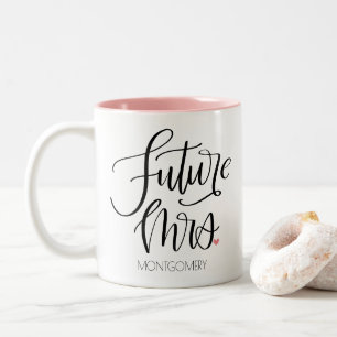 Zukünftige Frau Kalligrafie Rosa Herz individuell Zweifarbige Tasse