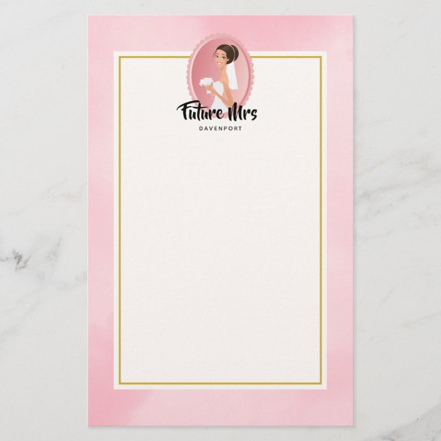 Zukünftige Frau mit Bride in Wedding Gown Briefpapier (Vorderseite)